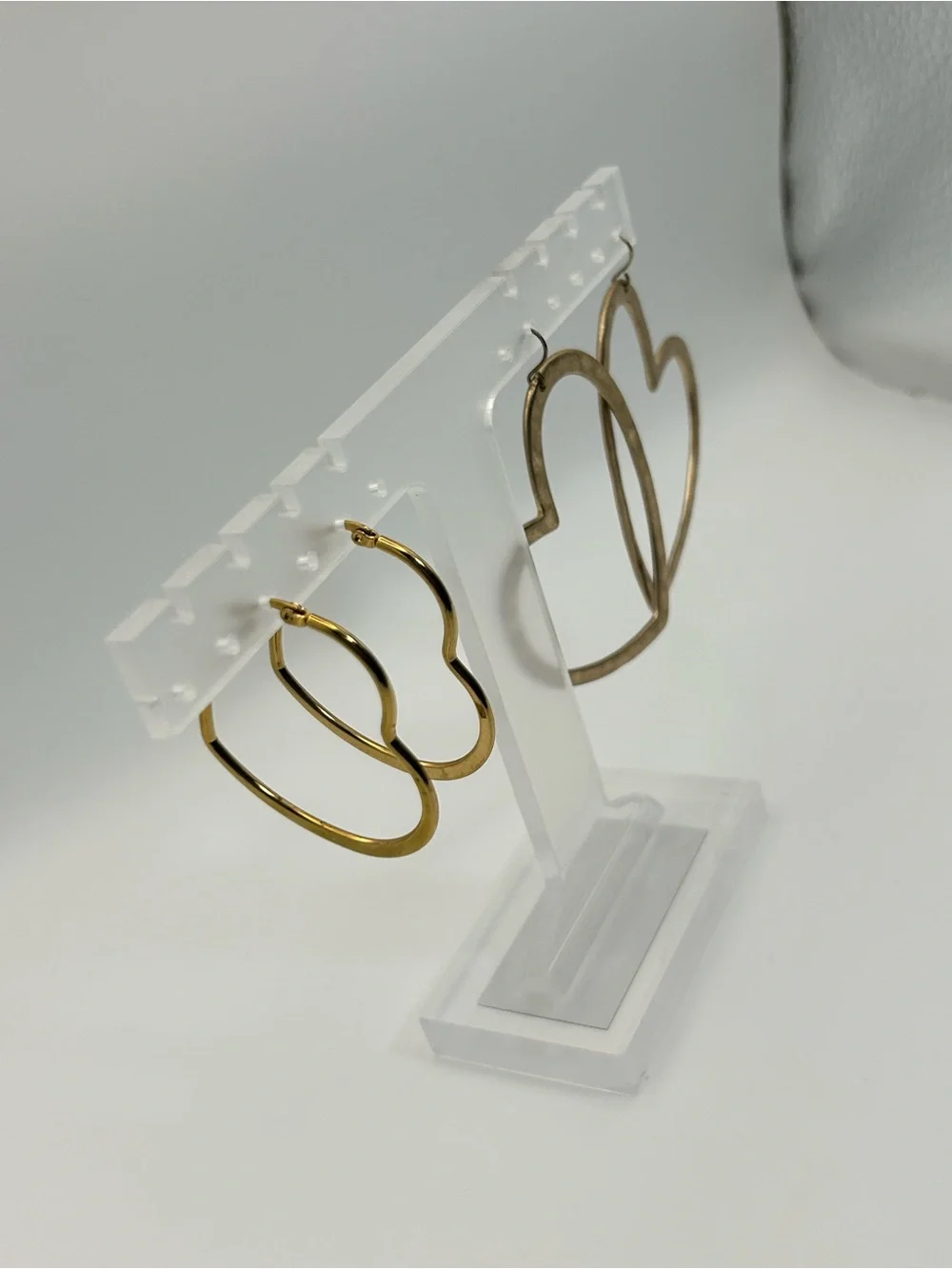 Gold-tone Heart Hoop Earrings 2 Pair Dangle Oversized